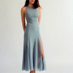Zara Tulle Godet Midi Dress with Side Slit